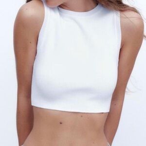 Zara Ribbed Crop Tank Sz Small